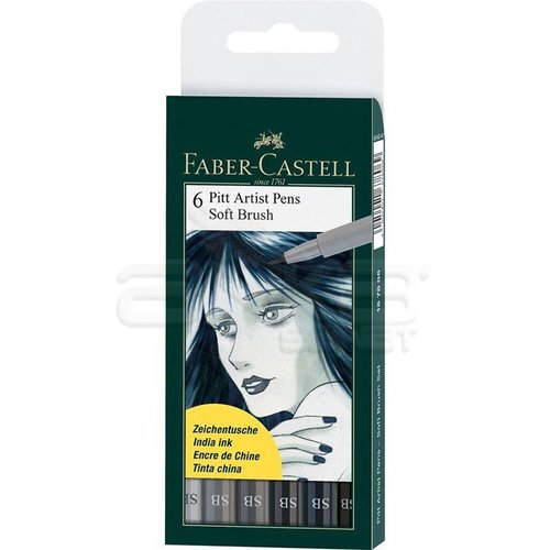 Faber Castell 6 Pitt Artist Pen Fırça Uçlu Çizim Kalemi Soft Brush 167806