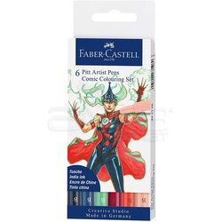 Faber Castell - Faber Castell 6 Pitt Artist Pen Manga Superhero Set 267196