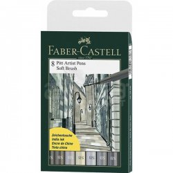 Faber Castell - Faber Castell 8 Pitt Artist Pen Fırça Uçlu Çizim Kalemi Soft Brush