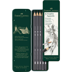 Faber Castell - Faber Castel Graphite Aquarelle Kurşun Kalem 5li Metal Kutu