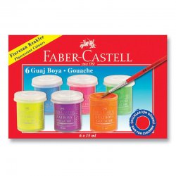 Faber Castell - Faber Castell Neon Guaj Boya Takımı 15ml 6 Renk 5170160403