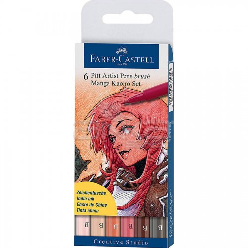 Faber Castell Pitt Artist Pen Brush Manga Çizim Seti 6lı Kaoiro Set