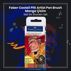 Faber Castell Pitt Artist Pen Brush Manga Çizim Seti 6lı Shonen Set - Thumbnail