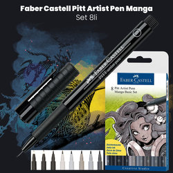 Faber Castell Pitt Artist Pen Manga Seti (8 Pitt Çizim Kalemi) 167107 - Thumbnail
