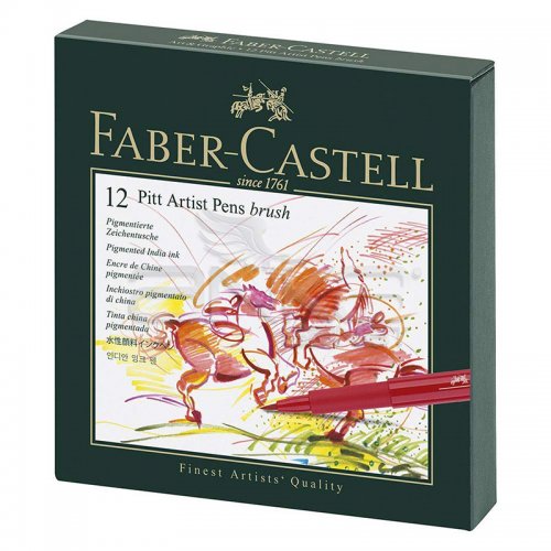 Faber Castell Pitt Artist Pens Brush Marker 12li Set Studio Box