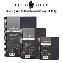 Fabio Ricci - Fabio Ricci Black Siyah Çizim Defteri Spiralli 50 Yaprak 150g