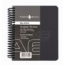 Fabio Ricci Black Siyah Çizim Defteri Spiralli 50 Yaprak 150g - Thumbnail