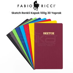 Fabio Ricci - Fabio Ricci Sketch Renkli Esnek Kapak Çizim Defteri 100g 30 Yaprak