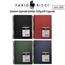 Fabio Ricci - Fabio Ricci Sketch Spiralli Sert Kapak Çizim Defteri 120g 80 Yaprak