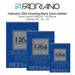 Fabriano 1264 Drawing Black Paper Siyah Çizim Defteri Üstten Spiralli 200g - Thumbnail