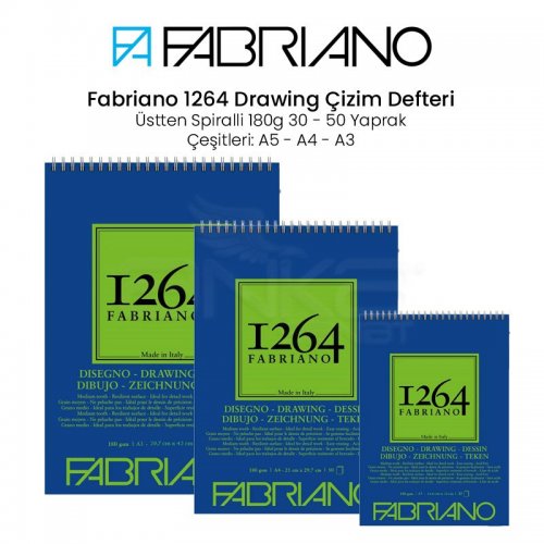 Fabriano 1264 Drawing Paper Çizim Defteri Üstten Spiralli 180g