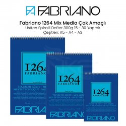 Fabriano 1264 Mix Media Çok Amaçlı Çizim Defteri Üstten Spiralli 300g - Thumbnail