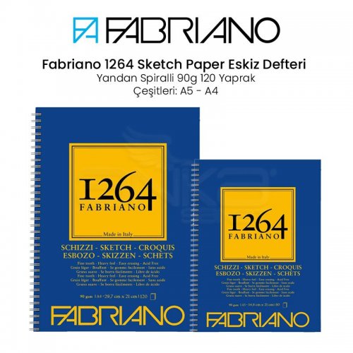 Fabriano 1264 Sketch Paper Eskiz Defteri Yandan Spiralli 90g