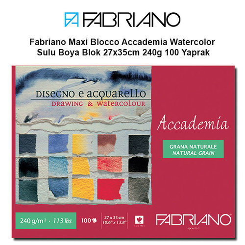 Fabriano Maxi Blocco Accademia Watercolor Sulu Boya Blok 27x35cm 240g 100 Yaprak