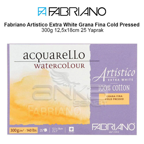 Fabriano Artistico Extra White Grana Fina Cold Pressed 300g 12,5x18cm 25 Yaprak