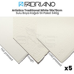 Fabriano - Fabriano Artistico Traditional White 56x76cm Sulu Boya Kağıdı 5li Paket 640g
