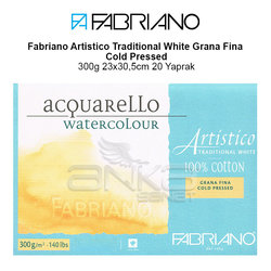 Fabriano Artistico Traditional White Grana Fina Cold Pressed 300g 23x30,5cm 20 Yaprak - Thumbnail