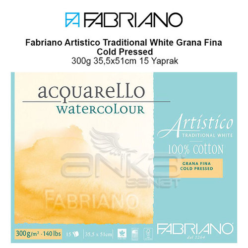 Fabriano Artistico Traditional White Grana Fina Cold Pressed 300g 35,5x51cm 15 Yaprak
