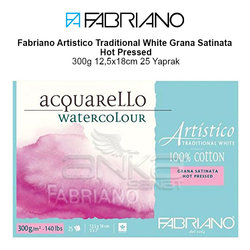 Fabriano - Fabriano Artistico Traditional White Grana Satinata Hot Pressed 300g 12,5x18cm 25 Yaprak