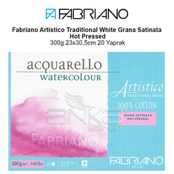 Fabriano - Fabriano Artistico Traditional White Grana Satinata Hot Pressed 300g 23x30,5cm 20 Yaprak