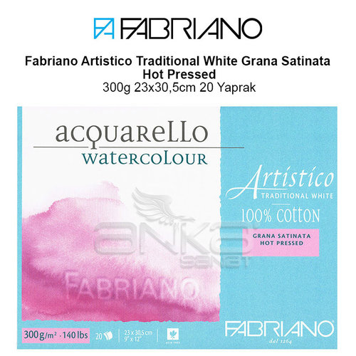 Fabriano Artistico Traditional White Grana Satinata Hot Pressed 300g 23x30,5cm 20 Yaprak