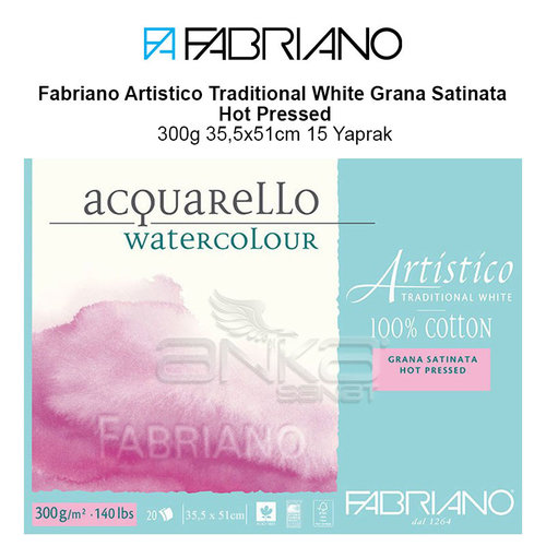 Fabriano Artistico Traditional White Grana Satinata Hot Pressed 300g 35,5x51cm 15 Yaprak
