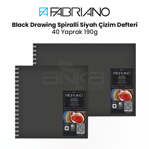 Fabriano Black Drawing Spiralli Siyah Çizim Defteri 40 Yaprak 190g