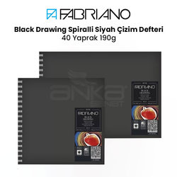 Fabriano - Fabriano Black Drawing Spiralli Siyah Çizim Defteri 40 Yaprak 190g
