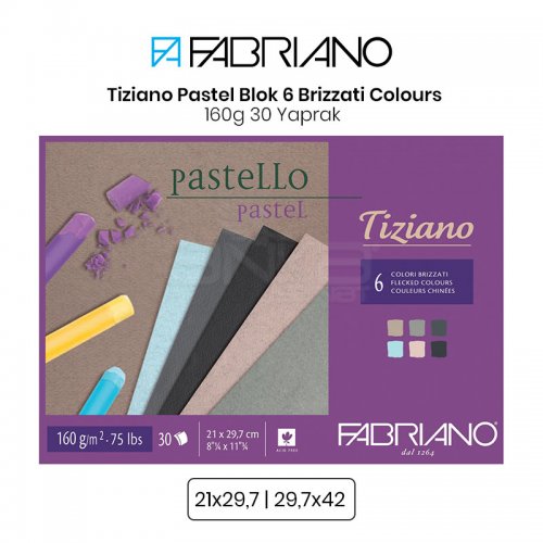 Fabriano Tiziano Pastel Blok 6 Brizzati Colours 160g 30 Yaprak