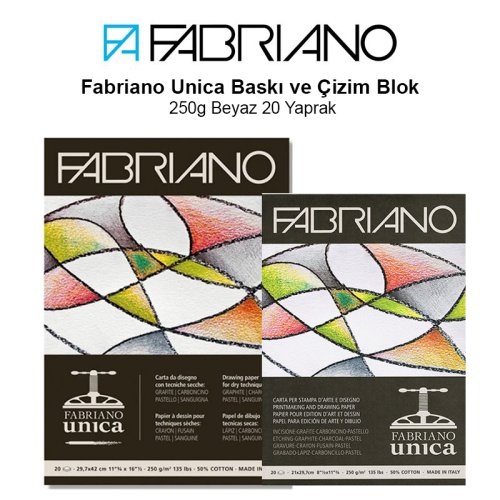 Fabriano Unica Baskı ve Çizim Blok 250g Beyaz 20 Yaprak