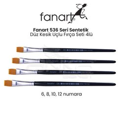 Fanart - Fanart 536 Seri Sentetik Düz Kesik Uçlu Fırça Seti 4lü