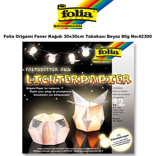 Folia Origami Fener Kağıdı 30x30cm Tabakası Beyaz 80g No:42300