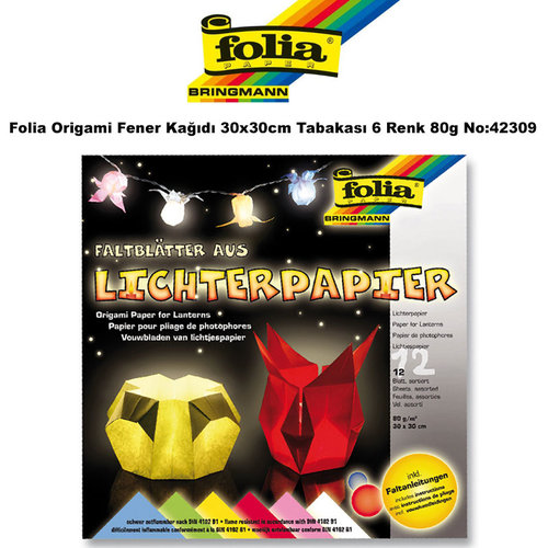 Folia Origami Fener Kağıdı 30x30cm Tabakası 6 Renk 80g No:42309