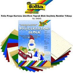 Folia - Folia Proge Kartonu 24x35cm Yaprak Blok Seçilmiş Renkler Yılbaşı No: 64649
