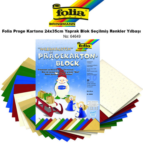 Folia Proge Kartonu 24x35cm Yaprak Blok Seçilmiş Renkler Yılbaşı No: 64649