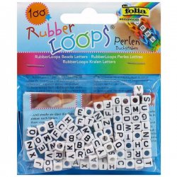 Folia - Folia Rubber Loops Beyaz Boncuk Harf 100 Adet Kod:33903