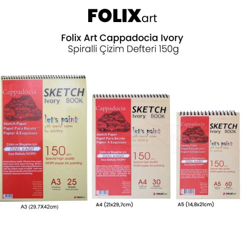 Folix Art Cappadocia Ivory Spiralli Çizim Defteri 150g 30 YP