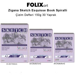 Folix - Folix Art Zigana Sketch Esquisse Book Spiralli Çizim Defteri 150g 30 Yaprak
