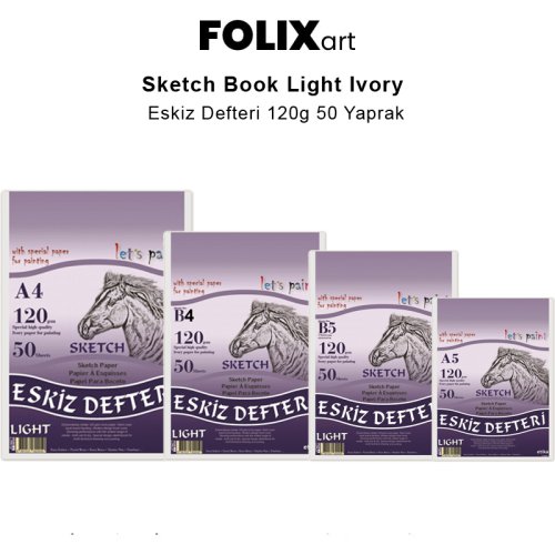 Folix Art Sketch Book Light Ivory Eskiz Defteri 120g 50 Yaprak