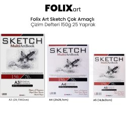 Folix - Folix Art Sketch Çok Amaçlı Çizim Defteri 150g 25 Yaprak