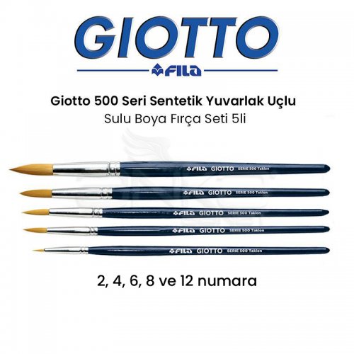 Giotto 500 Seri Sentetik Yuvarlak Uçlu Sulu Boya Fırça Seti 5li FY-1