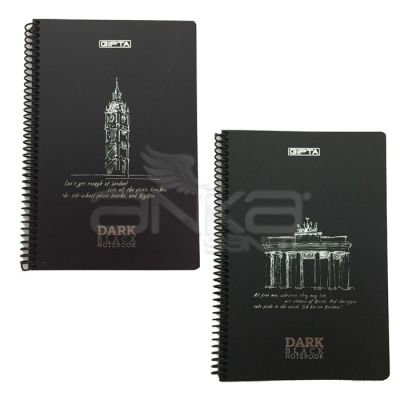 Gıpta Dark Black Notebook Spiralli Çizgisiz 50 Yaprak 16x24cm 2673