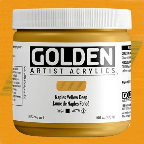 Golden Heavy Body Akrilik Boya 473ml Seri 2 1222 Naples Yellow De - 1222 Naples Yellow De
