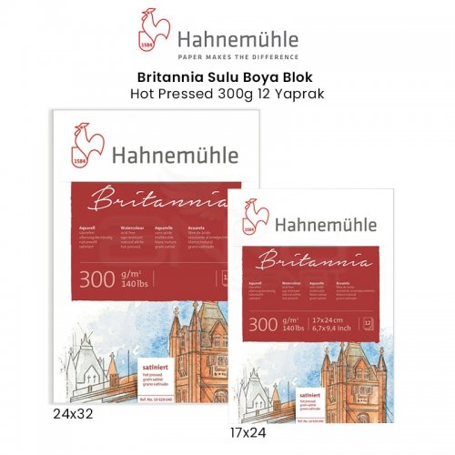 Hahnemühle Britannia Sulu Boya Blokları Hot Pressed 300g 12 Yaprak