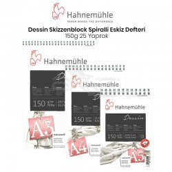 Hahnemühle - Hahnemühle Dessin Skizzenblock Spiralli Eskiz Defteri 150g 25 Yaprak