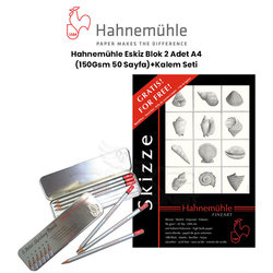 Hahnemühle - Hahnemühle Eskiz Blok 2 Adet A4 100 Yaprak 150g + Kalem Seti