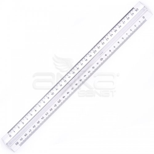 Hatas Tribldesimetre Şeffaf Üçgen Ölçekli Cetvel 30cm 0250