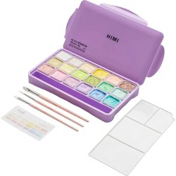 HIMI - HIMI Jelly Cup Gouache Set Pastel Renkler Guaj Boya Seti 18 Renk x 30g(Purple Case)