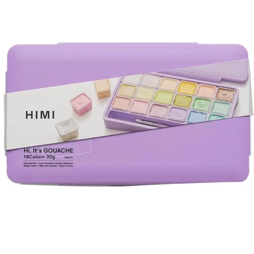 HIMI Jelly Cup Gouache Set Pastel Renkler Guaj Boya Seti 18 Renk x 30g(Purple Case)