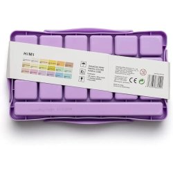 HIMI Jelly Cup Gouache Set Pastel Renkler Guaj Boya Seti 18 Renk x 30g(Purple Case) - Thumbnail